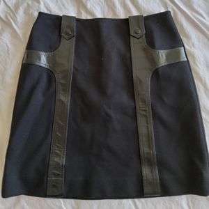 Donna Deegan Black Skirt with Leather Stripes